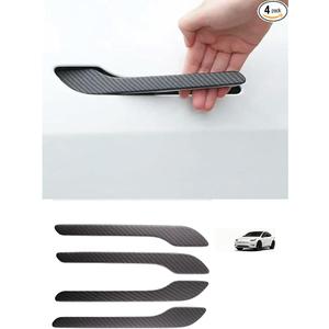 CIDingchang Door Handle Cover Protector Set, Real Matte Carbon Fiber Trim Compatible with Tesla Model Y & Model 3 2017-2025,(4 Pieces)
