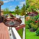 Bird Bath for Outside, Small Metal Birdbath & Birdfeeder with Metal Stake and Adjustable Clamp, Detachable & Lightweight Deck Mounted Bird Baths for Balcony Railing and Garden Yard Decoration