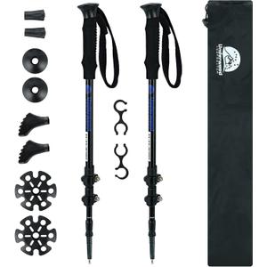 Trekking Poles Collapsible Hiking Poles - 2 Pack Adjustable Aluminum Hiking Sticks, Lightweight Walking Sticks for Women, Men, Seniors, Kids, Walking Poles for Backpacking by Underwood Aggregator (Black)