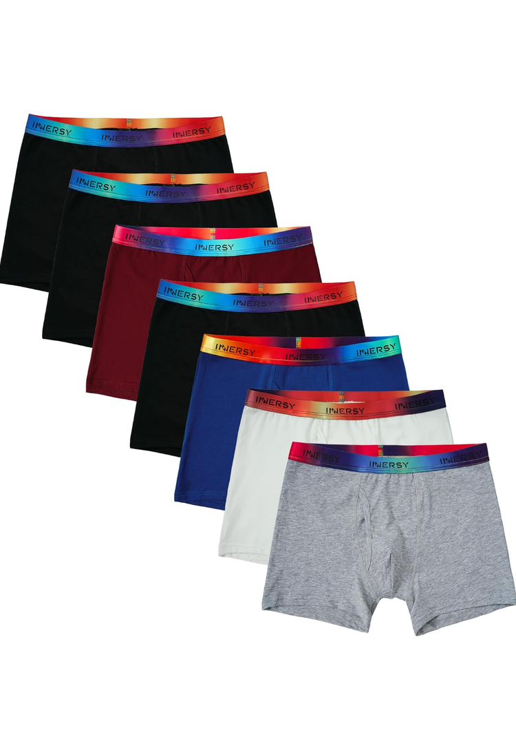 INNERSY Boys' Boxer Briefs Cotton Breathable Underwear L (12-14 Y)7 Pack
