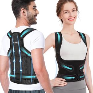 Fit Geno Posture Corrector for Women and Men - Adjustable Back Brace & Straightener for Scoliosis, Hunchback Correction, Back Pain, Spine Corrector, Back Support and Posture Trainer (Large, Black)