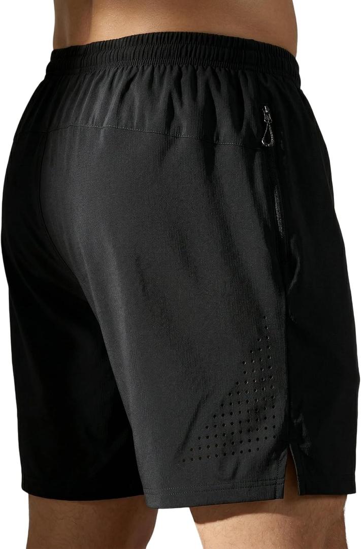 Mens Athletic Running Shorts Workout Gym Short 7/5 / 9 Inch Quick Dry Casual Lightweight Hiking Sports (Large, Black)