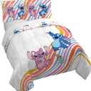 Jay Franco Duvet Cover Set 3 Piece Comforter Cover and Sham Set, Super Soft Cozy Kids Bedding (Insert Not Included) White - Lilo and Stitch, Queen