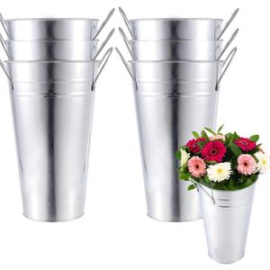 HAKZEON 6 Pack 10 Inches Galvanized Metal Vase, Rustic Farmhouse Tall Galvanized Metal Flower Vase for Wedding, Table, Home Decor
