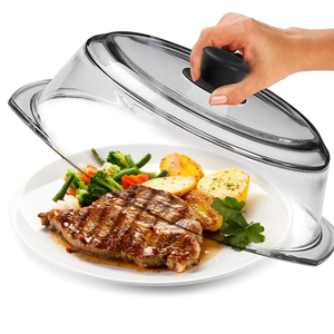 Tall Glass Microwave Splatter Cover for Food - Cookware & Bakeware Serving Dish Cover, Plate Splatter Guard Lid with Easy Grip Silicone Handle Knob - 100% Food Grade BPA Free & Dishwasher Safe - 10in