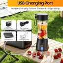 Portable Blender for Smoothies & Shakes - Cordless Blender with 380Ml Traveling Cup, 6 Stainless Steel Blades, BAP Free, Easily Making Fresh Juice for Office/Gym