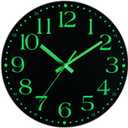 Wall Clock, 12 Inch Battery Operated Glow in Dark Night Light Wall Clock Non-Ticking for Living Room Kitchen Office Bedroom