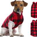 ASENKU Dog Sweater, Plaid Dog Fleece Vest, Soft Comfortable Pet Pajamas, Warm Winter Dog Shirt, Cold Weather Coat Jacket Pet Clothes for Small & Medium Dog Breeds, Red, M