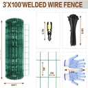 Tongmo 3 ft x 100 ft Green PVC Coated Welded Wire Fence, 16GA Garden Chicken Wire Fence Roll, Mesh Size 2" x 4" Hardware Cloth, Ideal for Yard Protection and Poultry Netting
