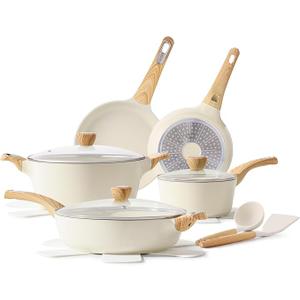 SENSARTE Ceramic Cookware Set, Pots and Pans Set Non stick, 14-Piece Induction Cookware, Non toxic Healthy Non Stick Kitchen Cooking Set, with Frying Pans Set, PFAS PTFE PFOA PFOS Free