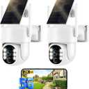 Solar Security Cameras Wireless Outdoor, 5G&2.4GHz Cameras for Home Security, 2K Solar Outdoor Camera, Color Night Vision, AI Human Detection, 2-Way Talk, Siren Alarms (2-Pack)