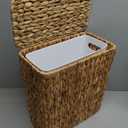 3 Gallon Wicker Trash Can,Small Bathroom Trash Can with Lid,Natural Water Hyacinth Wicker Waste Basket for Bedroom,Toilet,Narrow Garbage Can with Removable Liner