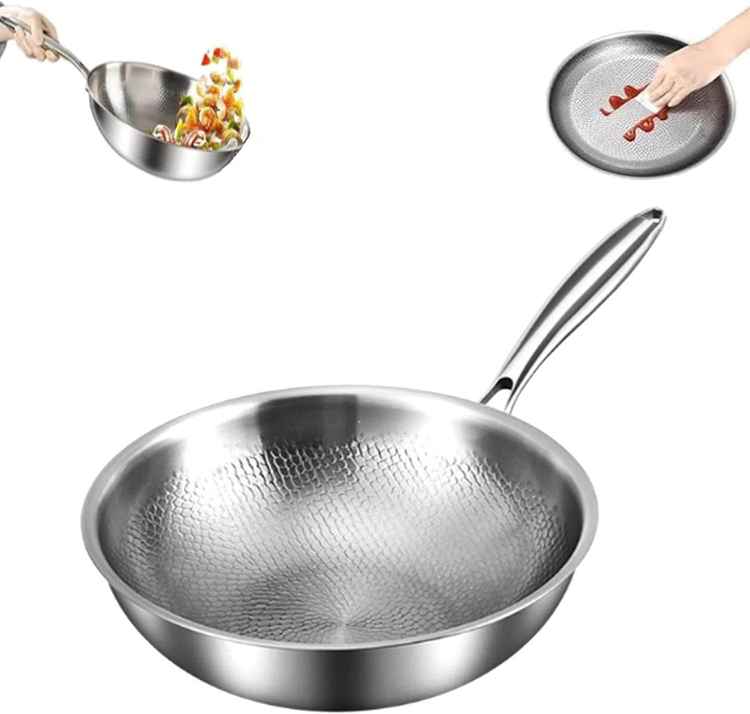 Toutrop Titanium Hammered Pan Pro with Lid, Durable Scratch-Resistant Titanium Frying Pans for Cooking Non Stick, Even Heating for Cooking, Nutritious Pan for Cooking (10.23IN)
