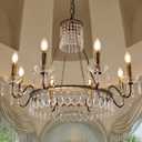 TOCHIC Crystal Chandelier, 8 Lights Farmhouse French Empire Pendant Chandeliers Lighting, Adjustable Antique Bronze Ceiling Light Fixture for Dining Room Living Room Bedroom Foyer Kitchen Island