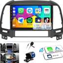 2G+64G Android 13 Car Stereo for Hyundai Santa Fe Radio 2006-2012 Wireless CarPlay Android Auto GPS Navigation 9 HD Touchscreen Bluetooth SWC FM/WiFi/Mirror Link+Backup Camera