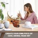 KAZI Wall Art Building Toy Sets,Deer Head Nature Wall Artwork for Living Room Decor,Home Office Decor Idea,Build and Display Creative Activity for Artistic Adults,Birthday Gifts,Easter Basket Stuffers