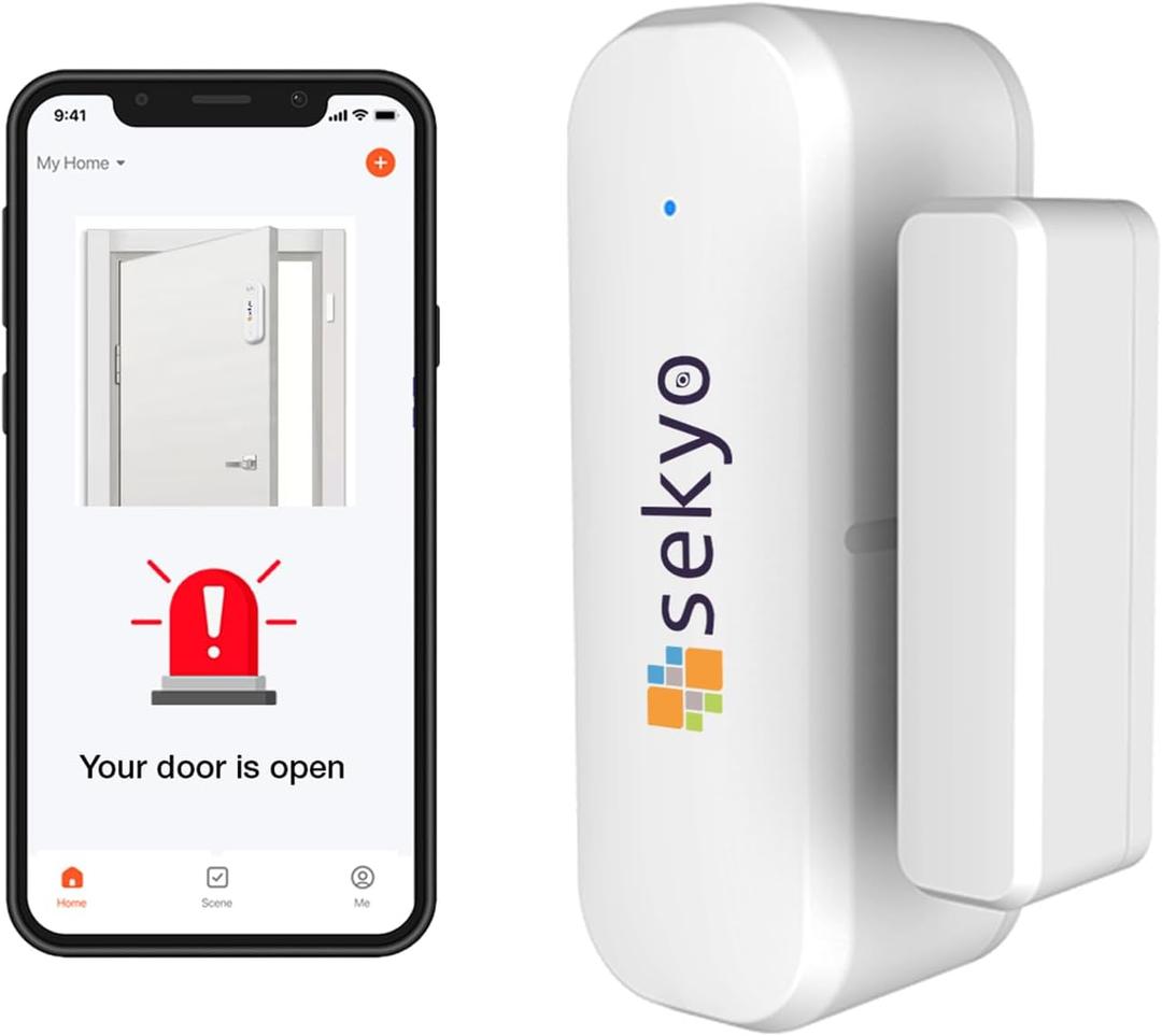 Smart WiFi Door & Window Sensor for Home| No Hub Required | Free App Alert, Works with Tuya Smart Life Devices, Compatible with Alexa, Google Home, Siri (No Siren but Phone Notification)