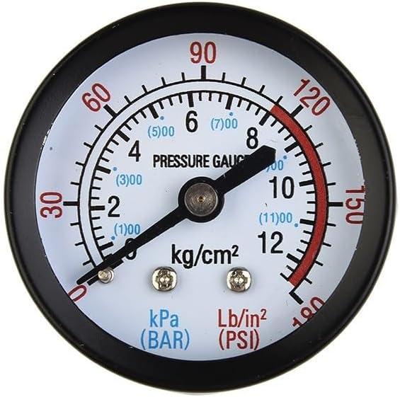 Air Compressor Pressure Gauge, 1/4 Thread Pressure Gauge 0-180 PSI/0-12 Bar Manometer