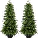 4FT Artificial Cedar Topiary Trees,2 Pack UV Resistant Faux Pine Tree