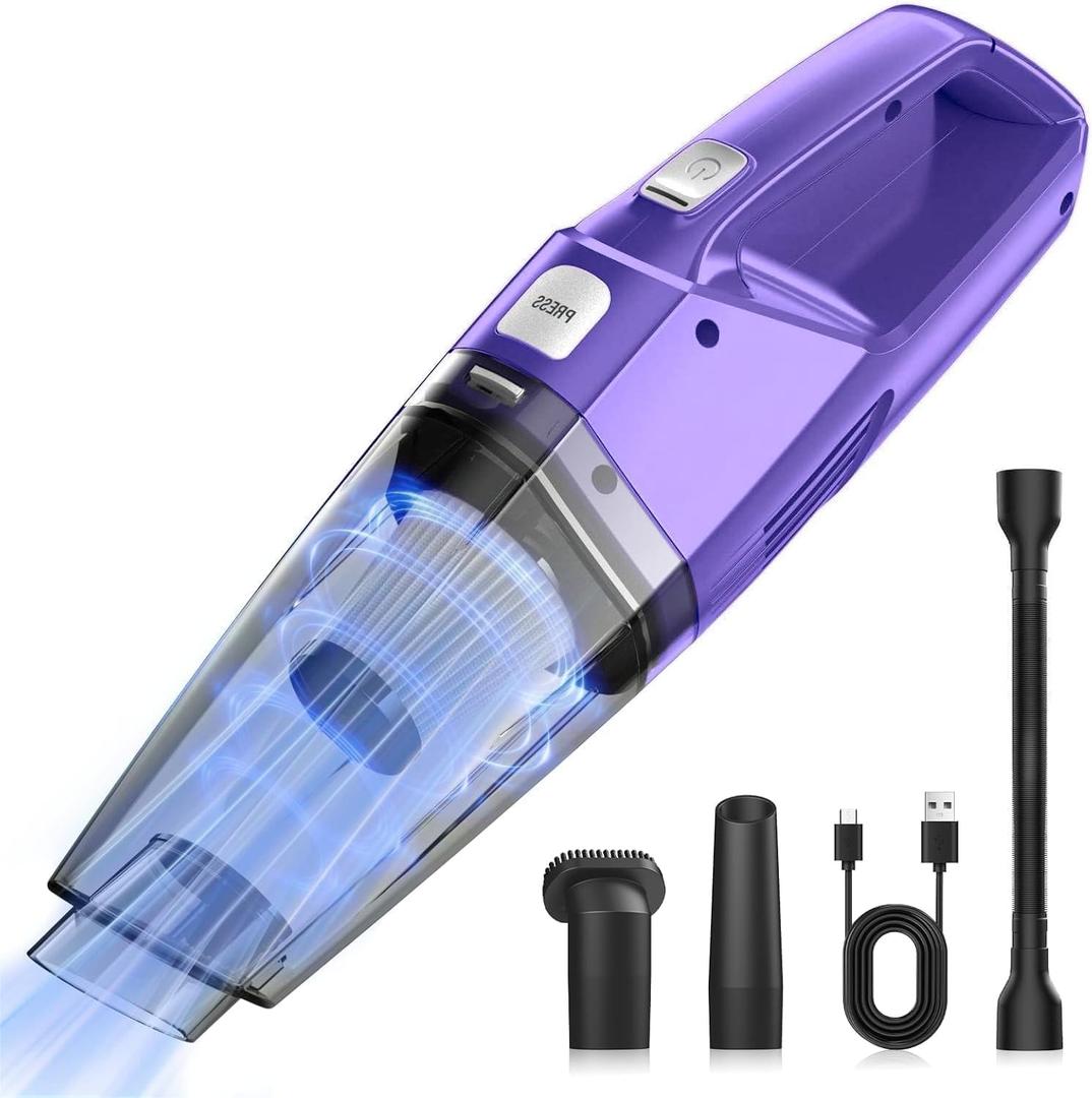 Handheld Vacuum Cordless  Car Vac Portable with 8KPA & Multi Accessories & Low Noise, Lightweight Hand Held Vacuum Cordless Rechargeable for Car/Home/Dust/Pet Hair, Mine Portable Vacuum
