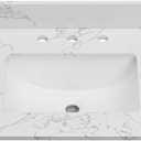 36 Inch Engineered Stone Bathroom Vanity Sink Top, with Undermount Rectangular Middle Sink, Vanity Countertop with 8 inch Faucet Hole Spacing and Backsplash in Lightning White