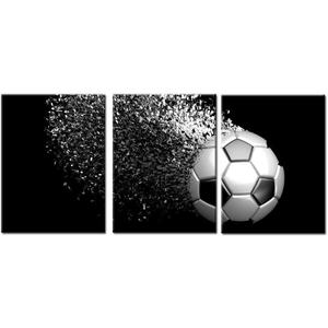 Black and White Splash Soccer Football Balls Wall Art Posters Prints on Wrapped Frames 3 Pieces for Boys Kids Gifts Room Decoration Ready to Hang,12x16inchx3 (White)