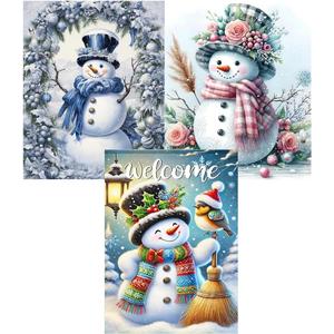 3 Pack Diamond Art Kits for Adults, Christmas Diamond Painting Kits for Beginners, Snowman Diamonds Art Painting Kits, Cute 5D Round Full Drill Crafts Kits Home Decor Gifts 11.8x15.7inch (DP01450)