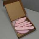 Bucherry 1 Pack Baby Clothes Display Stand Wooden Baby Shower Centerpiece Adjustable Height Circle Shaped Dress Hanger Doll Dress Outfit Stand Rack Hand Assembled Hangers Display Set (Pink Color)