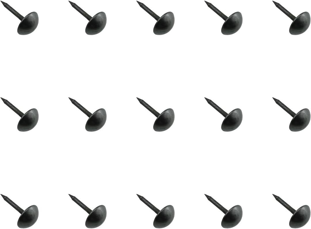 Maxmoral 15PCS Hardware Brass Tack 16mm Furniture Decoration Stud Cap Nail Thumb Tack Brass Fastener Furniture Nailheads Decorative Edge Antique Brass Black for Woodworking Decoration