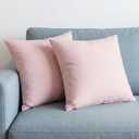 Spring Light Pink Striped Throw Pillow Covers 18x18 Set of 2, Farmhouse Outdoor Decorative Stripe Pillow Covers For Patio Furniture, Funky Blush Pink Throw Pillows 18 x 18 (No Pillow Inserts)