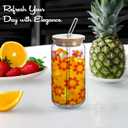 ZYLOSTORE glass cups with lids and straws,iced coffee cups with lids cups,smoothie cup, glass cups set,tumbler with lid and straw and lid, cute cups,gifts for christmas, jars with bambo lids