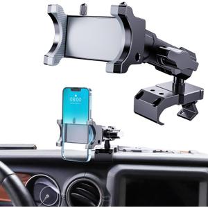 Upgraded Metal Phone Mount for Jeep Wrangler JL JLU 2018-2023 and Gladiator JT 2020 2021 2022 2023 Phone Holder Dash Mount System Kit Dashboard Accessories Driver Side (Not for 4xe)