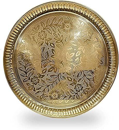NOBILITY Pure Brass Pooja Thali Set 6 Inch Puja Plate Arti Thali Traditional Handcrafted For Puja Diwali Home Office Mandir Wedding Return Gift Items