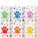 Resurhang 24 Pcs Paw Print Gift Bags with Handle Paper Treat Goodie Dog Gift Bags Dog Birthday Party Favors for Girl Boy Baby Shower, 8.2 x 6 x 3 Inches (Red, Orange, Yellow, Green, Blue, Pink)