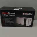 Mueller UltraToast Full Stainless Steel Toaster 2 Slice, Long Extra-Wide Slots with Removable Tray, Cancel/Defrost/Reheat Functions, 6 Browning Levels with LED Display, Housewarming Gifts New Home