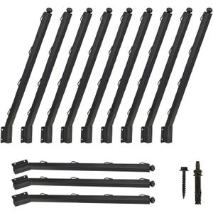 Fence Post Extender, 31.5'' Barbed Wire Extension Arms for Wooden Fence Posts, Flat or Surface Mounted Barbed Wire Arm Extensions, Cornered Barbed Wire Arms for Garden and Home (Black - Set 12)