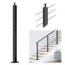 Muzata Black Stair Cable Railing Post 42 Inch for 25-35 Degrees Stair 42"x2"x2" Surface Mount T304 Stainless Steel Cable Railing System Kit Indoor Outdoor with Paper User Guide PS01 BA4L