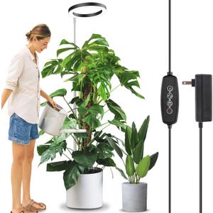 LORDEM 10" Full Spectrum Grow Light, 160 LEDs Plant Lamp for Indoor Plants, Grow Lamp with 4/8/12H Auto Timer, 10 Dimmable Levels, 3 Spectrum Modes, 65" Height Adjustable, Ideal for Large Tall Plants