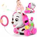Toys for 1 Year Old Girl Gifts, 1st Birthday Gril Gift, Baby Toy 6-12-18 Months, Musical Puppy Toddler Learning Toy for 1 Year Old Boy Gift Present, Bilingual Toys with Music Light (Pink)