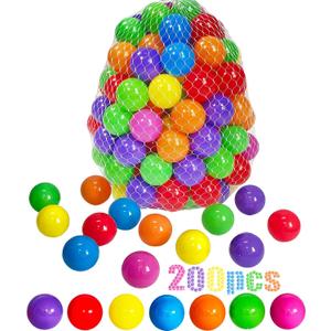 LANGXUN 200 Soft Plastic Ball Pit Balls for Kids, Gift for Baby Toddler Birthday Christmas, Ball Pit Play Tent, Baby Kiddie Pool Water Toys, Party Decoration