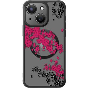 FUNMIKO for iPhone 14 Plus Case Military-Grade Protection & Wireless Charging - Trendy Floral Design for Women Girls, Non-Slip Matte Phone Cover with Shockproof Corners - Dramatic Blossom Drift