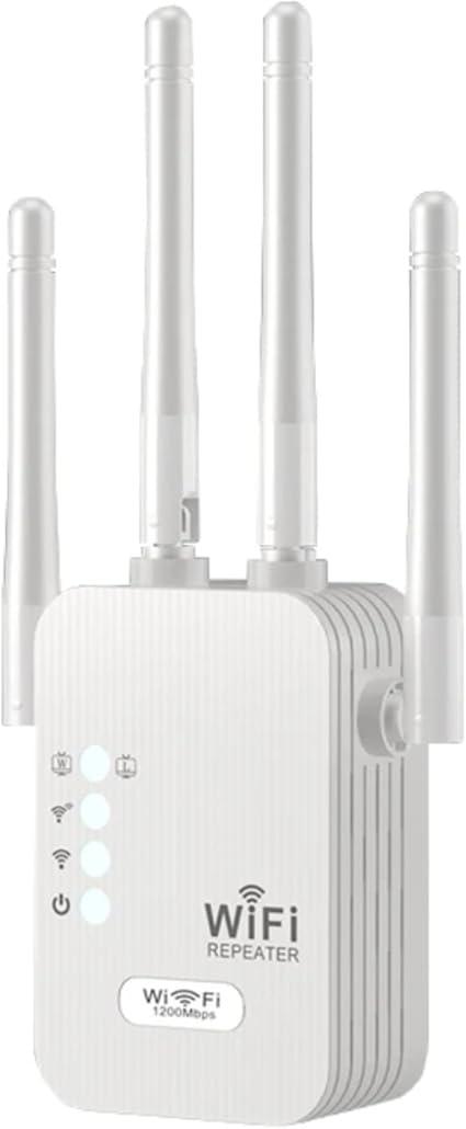 WiFi extender dual band 1200 mpbs, 100000 sq. Ft long range internet extender Wi-Fi booster for home, office,90% faster| Broader than ever,WiFi Repeater W/Ethernet port, 1-Tap Easy Setup