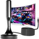 TV Antenna for Smart TV Indoor, TV Antenna for Local Channels,Digital Antenna for Smart tv Indoor,Easy Installation,Support 4K 1080p Channels Strong Magnetic Base-16.5 ft Long Cables (Black Upgrade)