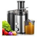 Qcen Juicer Machine, 800W Centrifugal Juicer Extractor with Wide Mouth 3” Feed Chute for Fruit Vegetable, Easy to Clean, Stainless Steel, BPA-free (Black)