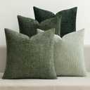 MIULEE Pack of 4 Couch Throw Pillow Covers 18x18 Inch Green Soft Decorative Chenille Pillow Covers Farmhouse Accent Cushion Covers for Boho Spring Home Decor Sofa Bedroom Living Room