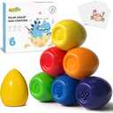 JUPITEARTH 6 Colors Egg Crayons for kids, Palm-Grasp Non Toxic Jumbo Washable Crayons for Kids, Fat Brain Toys for Art Supplies and Perfect Gifts for Boys and Girls