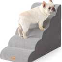 Gardner Pet Dog Stairs for Small Dogs 22.8" H, Curved 5-Step Pet Stairs, Dog Steps for High Bed, Couch (24-30 in) with Durable Non-Slip Waterproof Fabric Cover and CertiPUR-US Certified Foam (Grey)