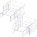Chuangdi 2 Sets Acrylic Display Risers, Product Stand, Jewelry Display Riser Shelf Showcase Fixtures for Dessert Cupcake Candy Figure Treat Action Showcase(Clear,Small Set)