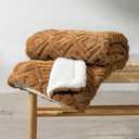 EVERGRACE Jacquard Boho Sherpa Fleece Throw Blanket for Couch, Super Soft Cozy Fuzzy Plush Blankets for All Seasons, Reversible Thick Warm Blanket for Bed, Sofa, Living Room, Burnt Orange, 60" x 80"