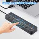 USB Hub 3.0, 7-Port USB Hub Splitter with Individual On/Off Switches and Lights, 3.2ft/1m Long Cable Compatible with MacBook, Laptop, Surface Pro, PS4, PC, Flash Drive, Mobile HDD-Gray